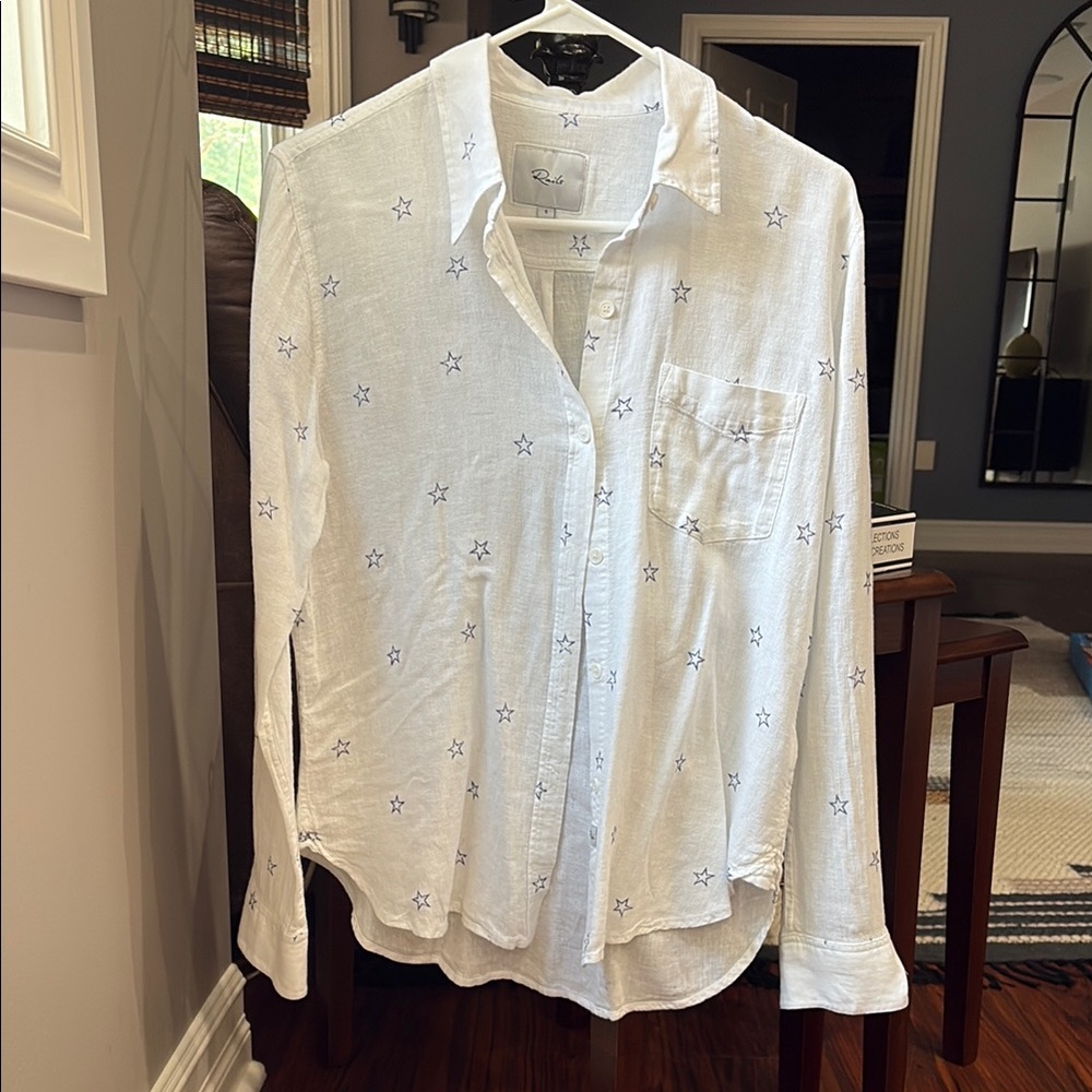 Rails White Shirt with Blue Star Design